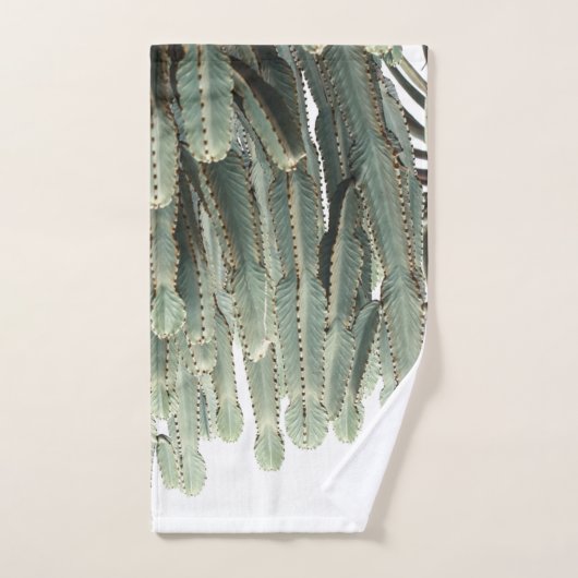 Bleek Groene Cactus Planten Patroon Bad Handdoek (Handdoek)