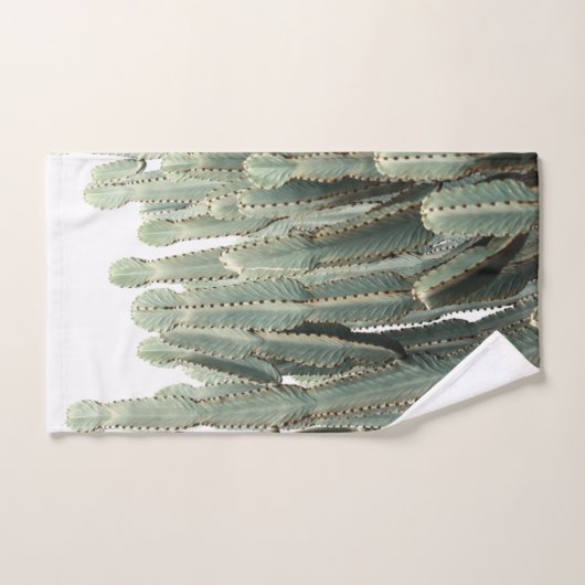 Bleek Groene Cactus Planten Patroon Bad Handdoek (Handdoek)