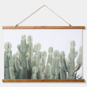 Bleek Groene Cactus Planten Patroonminimalisme Hangend Wandkleed (Voorkant)