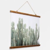 Bleek Groene Cactus Planten Patroonminimalisme Hangend Wandkleed (Gebogen)