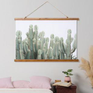 Bleek Groene Cactus Planten Patroonminimalisme Hangend Wandkleed