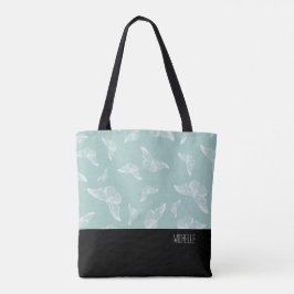 Bleek-groene witte vlinder zwarte onderkant met na tote bag