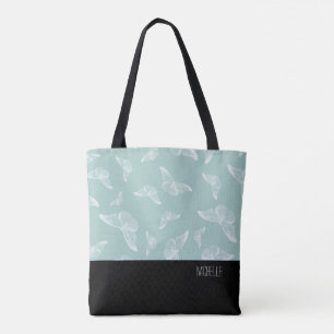 Bleek-groene witte vlinder zwarte onderkant met na tote bag