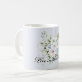 Bleek Hemelblauw Witte Bloem Koffiemok (Voorkant links)