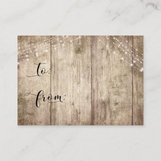 Bleek hout en verlichting Geen Vrijgezellenfeest Informatiekaartje (Achterkant)