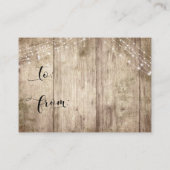 Bleek hout & lichtjes Geen verpakking Bruids-showe Informatiekaartje (Achterkant)