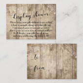 Bleek hout & lichtjes Geen verpakking Bruids-showe Informatiekaartje (Voorkant / Achterkant)