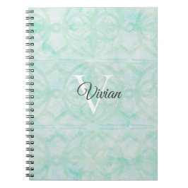 Bleek Jade Green Waterverf Monogram Naam Notitieboek