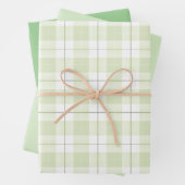 Bleek Jade Pset Patroon met Gecoördineerde Groenen Inpakpapier Vel (In situ)