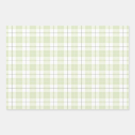 Bleek Jade Pset Patroon met Gecoördineerde Groenen Inpakpapier Vel (Voorkant)