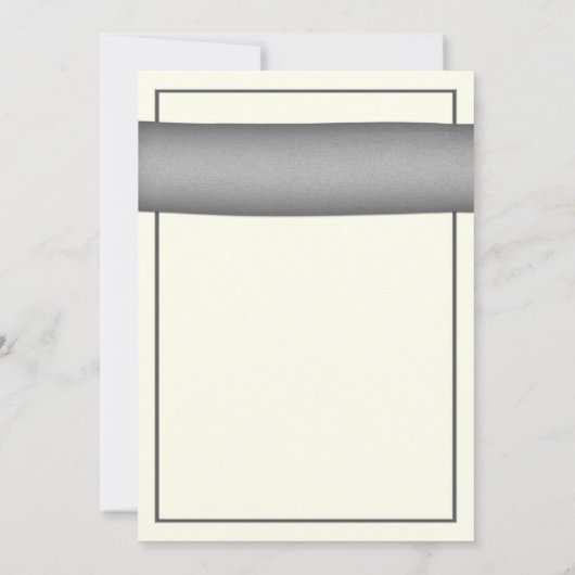 Bleek koraal Gerbera Gray Ribbon Wedding Invitatio Kaart (Achterkant)