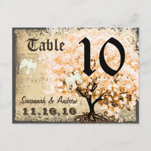 Bleek Koraal Hartblad Boom Tafel Nummerkaart Briefkaart