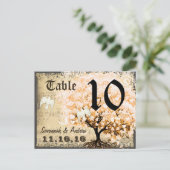 Bleek koraal leder boomtabelnummer briefkaart (Staand voorkant)