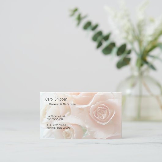 Bleek koraal roos visitekaartje (Staand voorkant)