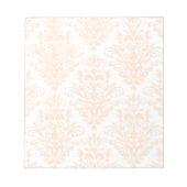 Bleek koraalroze en wit Elegant Damask Patroon Notitieblok (Voorkant)