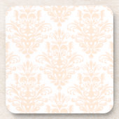 Bleek koraalroze en wit Elegant Damask Patroon Onderzetter
