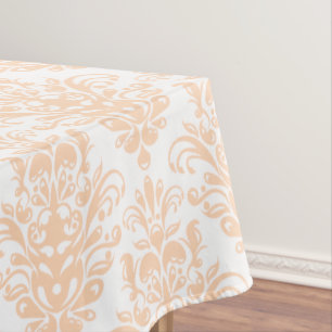 Bleek koraalroze en wit Elegant Damask Patroon Tafelkleed