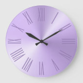 Bleek Lavender Paars Ombre Folie Roman Numerals Grote Klok (Voorkant)