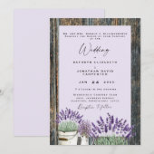 Bleek Lavender Rustic Wood Wedding Kaart (Voorkant / Achterkant)