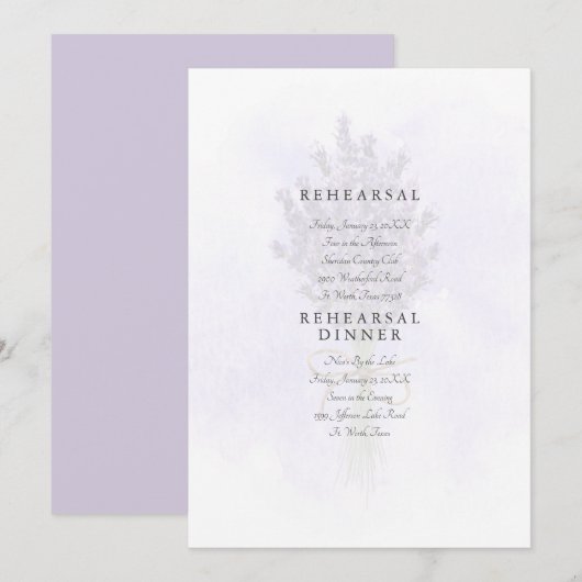 Bleek lavender Splash Floral Rehearings Kaart (Voorkant / Achterkant)