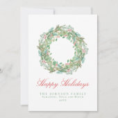 Bleek lichtgroen en roze kerstfeestdag feestdagenkaart (Voorkant)