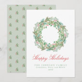 Bleek lichtgroen en roze kerstfeestdag feestdagenkaart (Voorkant / Achterkant)