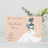 Bleek lichtroze elegant vrijgezellenfeest kaart (Staand voorkant)