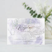 Bleek Lila BOHO Floral Reply RSVP Kaartje (Staand voorkant)