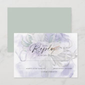Bleek Lila BOHO Floral Reply RSVP Kaartje (Voorkant / Achterkant)