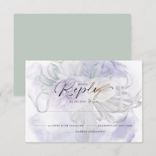 Bleek Lila BOHO Floral Reply RSVP Kaartje