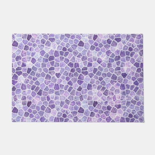 Bleek lila en paarse kasseien patchwork terrazzo P Deurmat (Voorkant)