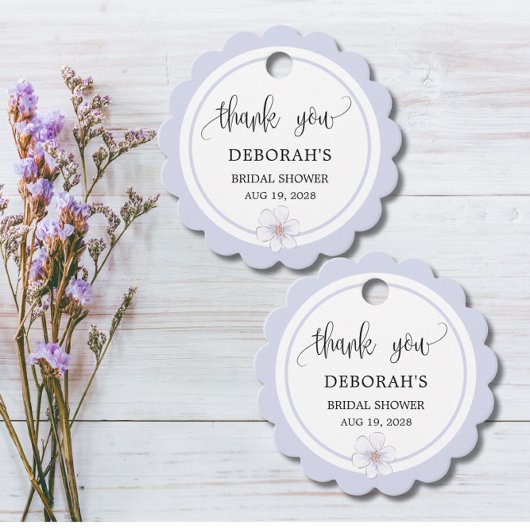 Bleek Lila Vrijgezellenfeest rond geschulpte Bedankjes Labels