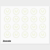 Bleek Lime Minimalistische Moderne Monogram Ronde Sticker (Vel)