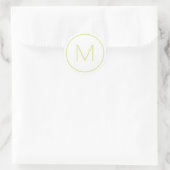 Bleek Lime Minimalistische Moderne Monogram Ronde Sticker (Tas)