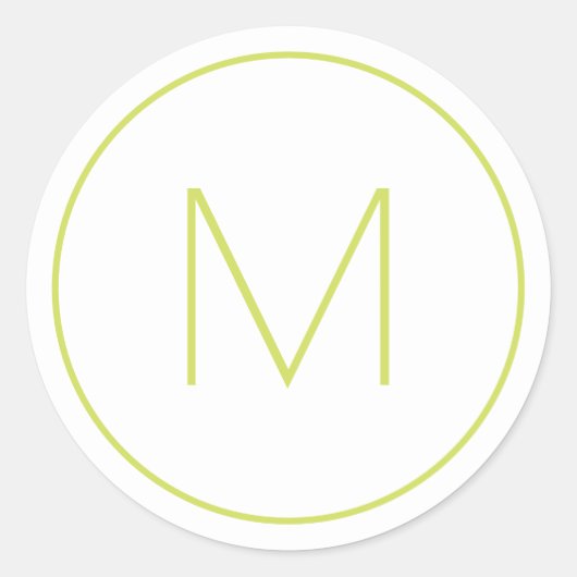Bleek Lime Minimalistische Moderne Monogram Ronde Sticker (Voorkant)
