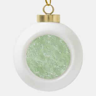 Bleek limoengroen abstract moiré gegolfd patroon keramische bal ornament