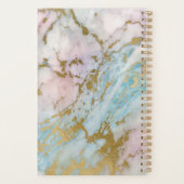 Bleek marmer Gold Turquoise Monogram Planner (Achterkant)