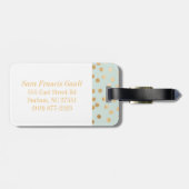 Bleek Mint Blue en Gold Glitter City Stippen Monog Bagagelabel (Achterkant horizontaal)