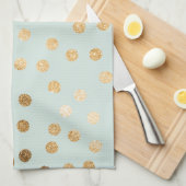 Bleek Mint Blue en Gold Glitter City Stippen Theedoek (Quarter Fold)