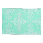 Bleek Mint Green Double Damask Kussensloop (Achterkant-Links)