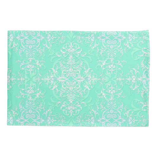 Bleek Mint Green Double Damask Kussensloop (Achterkant-Links)
