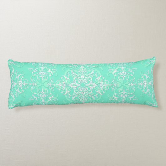 Bleek Mint Green Double Damask Lichaamskussen (Achterkant)