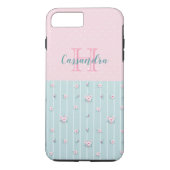 Bleek Mint Green met roze bloemen en pooldots Case-Mate iPhone Case (Achterkant)