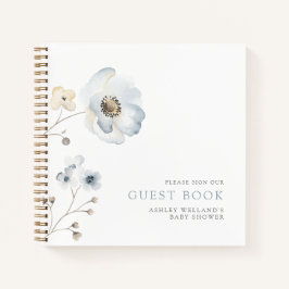 Bleek modern Simple Floral Baby shower Guestbook Notitieboek