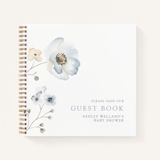 Bleek modern Simple Floral Baby shower Guestbook Notitieboek (Voorkant)