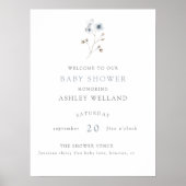 Bleek modern Simple Floral Baby shower Welkom Sign Poster (Voorkant)