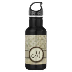 Bleek muntpatroon met monogram waterfles 