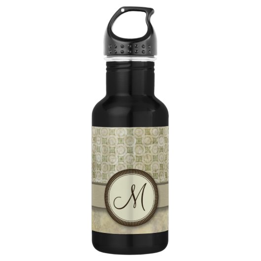 Bleek muntpatroon met monogram waterfles (Voorkant)