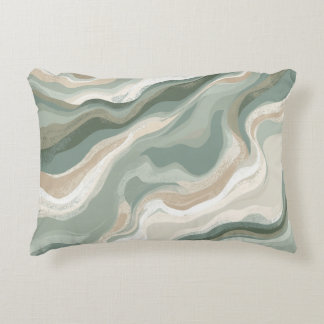 Bleek Olijfgroen Salie Beige Crème Abstract Kust Accent Kussen