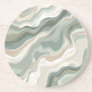 Bleek Olijfgroen Salie Beige Crème Abstract Kust Zandsteen Onderzetter